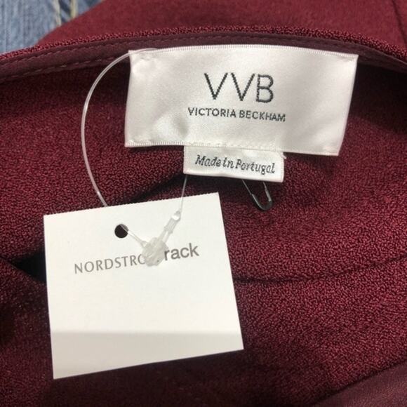 Victoria Beckham Iron Red Burgundy Sleeveless Crepe Mini Dress Size 0 NWT - Picture 6 of 9